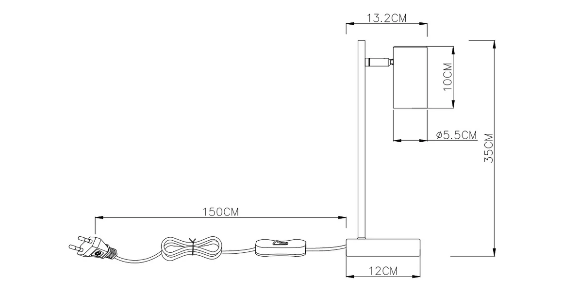 Kép 3/3 - Lámpa Asztali VENETO, IP20, max. 20W, 1xGU10, fekete
