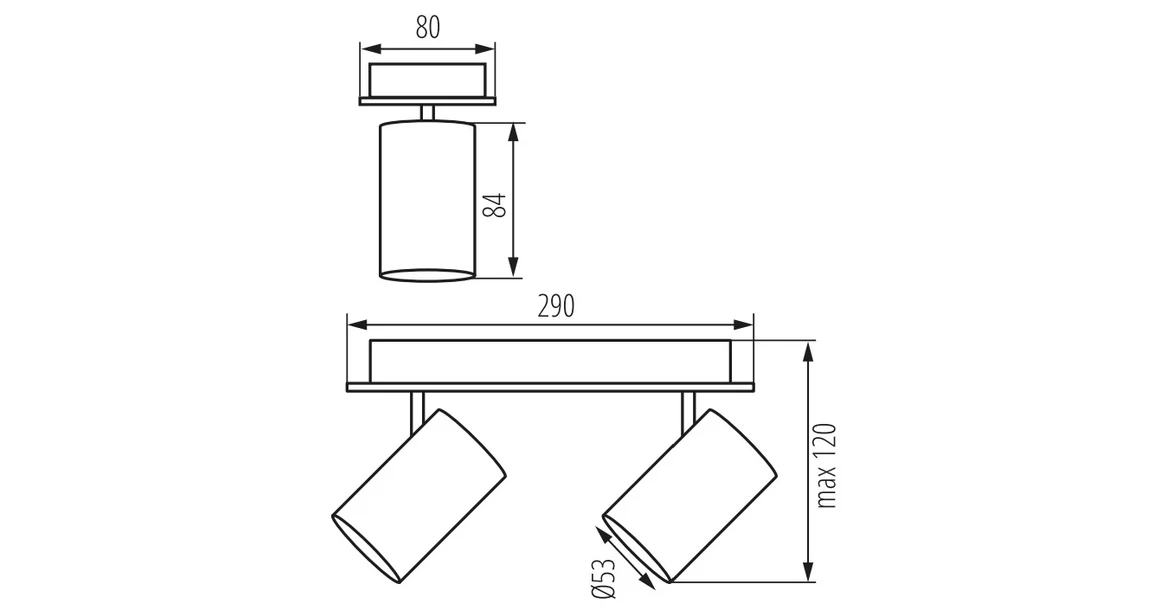 Kép 6/6 - Lámpa Mennyezeti lámpatest VENETO, IP20, max. 20W, 2 x GU10, kör, fehér