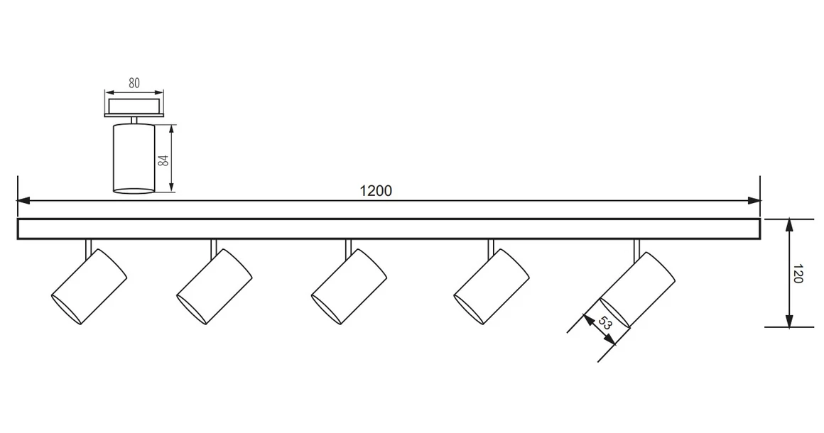 Kép 7/7 - Lámpa Mennyezeti lámpatest VENETO, IP20, max. 20W, 5 x GU10, kör, fekete