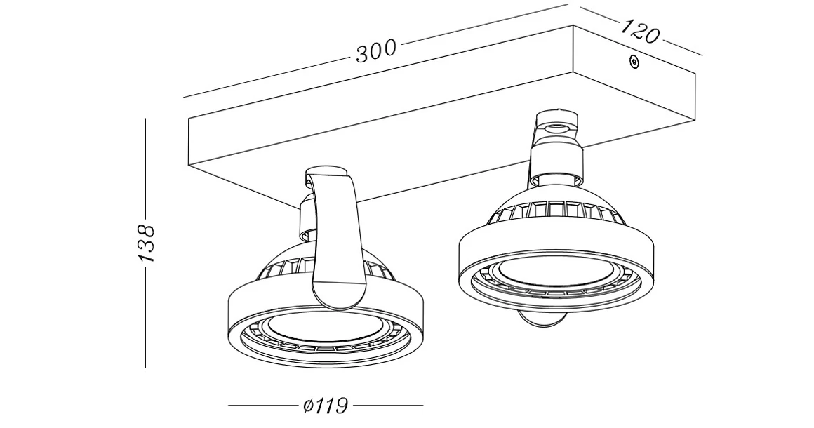 Kép 4/4 - Lámpa Mennyezeti lámpatest Wally,4373,AC220-240V, 50/60 Hz, IP 20,2*Gu10,ES111, dupla, fehér