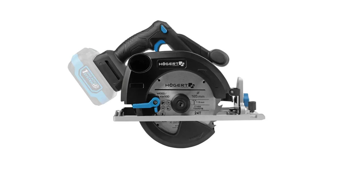 Kép 1/16 - Högert HT2E235-0CS körfűrész, 165mm, 18V, dobozban