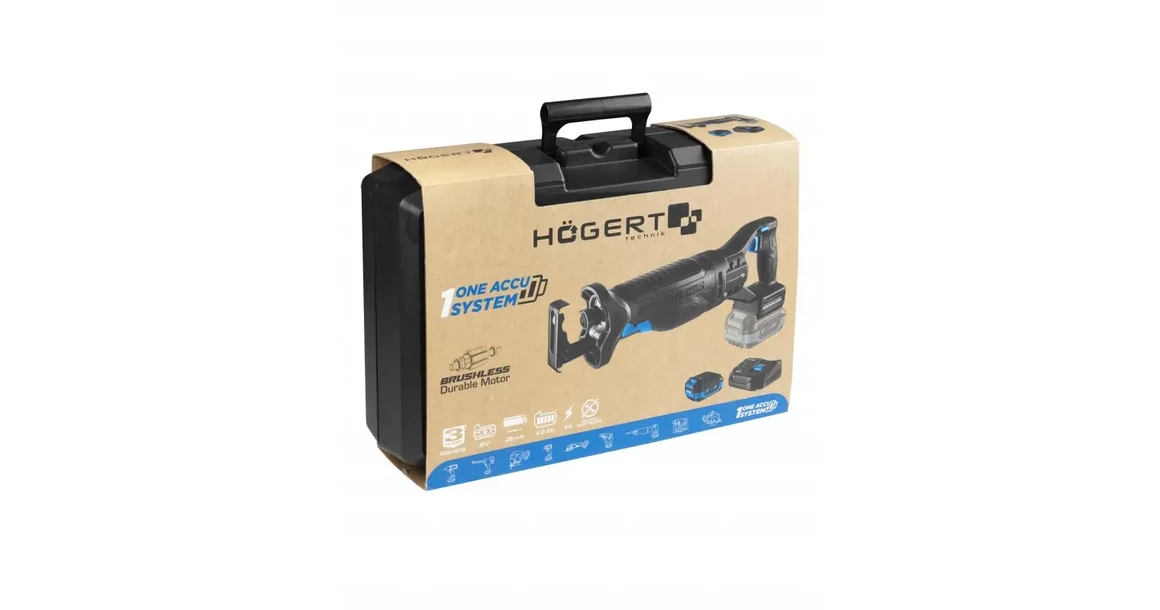 Kép 7/9 - Högert HT2E252-B14RS orrfűrész szett, 18V, akkuval, töltővel, kofferben