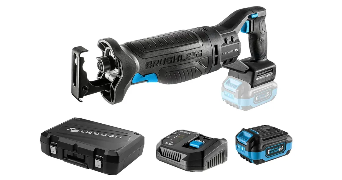 Kép 1/9 - Högert HT2E252-B14RS orrfűrész szett, 18V, akkuval, töltővel, kofferben