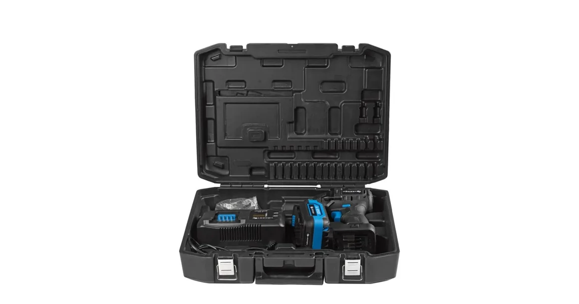 Kép 4/6 - Högert HT2E255-B14ID ütvecsavarozó szett, 18V, 200Nm, 4 Ah akkuval, töltővel, kofferben