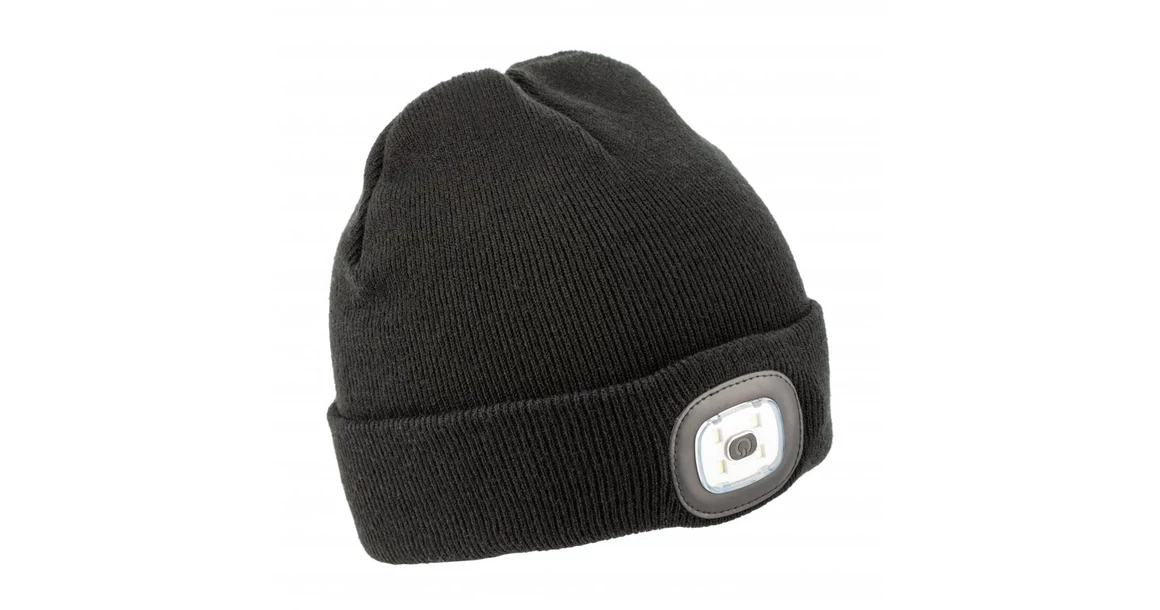 Kép 1/5 - Munkaruha Högert OTTO kötött sapka LED lámpával, univerzális fekete