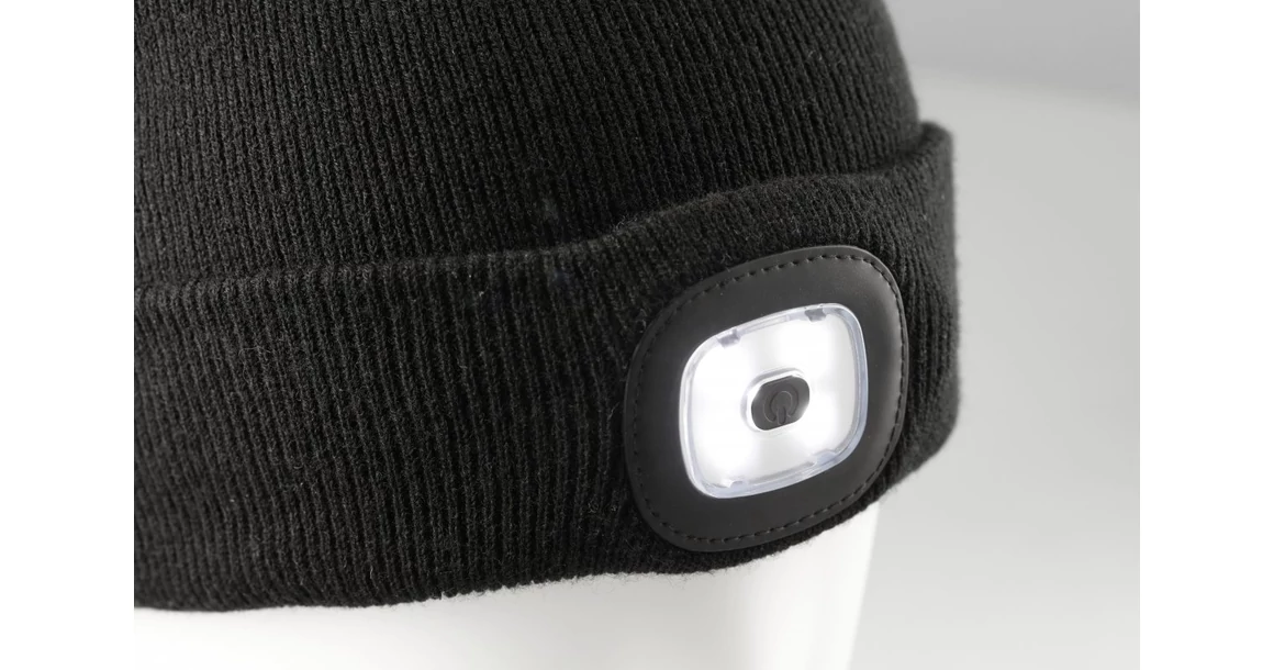 Kép 2/5 - Munkaruha Högert OTTO kötött sapka LED lámpával, univerzális fekete