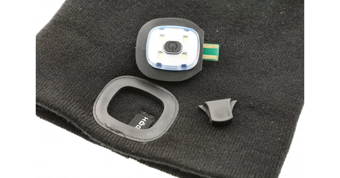 Kép 3/5 - Munkaruha Högert OTTO kötött sapka LED lámpával, univerzális fekete