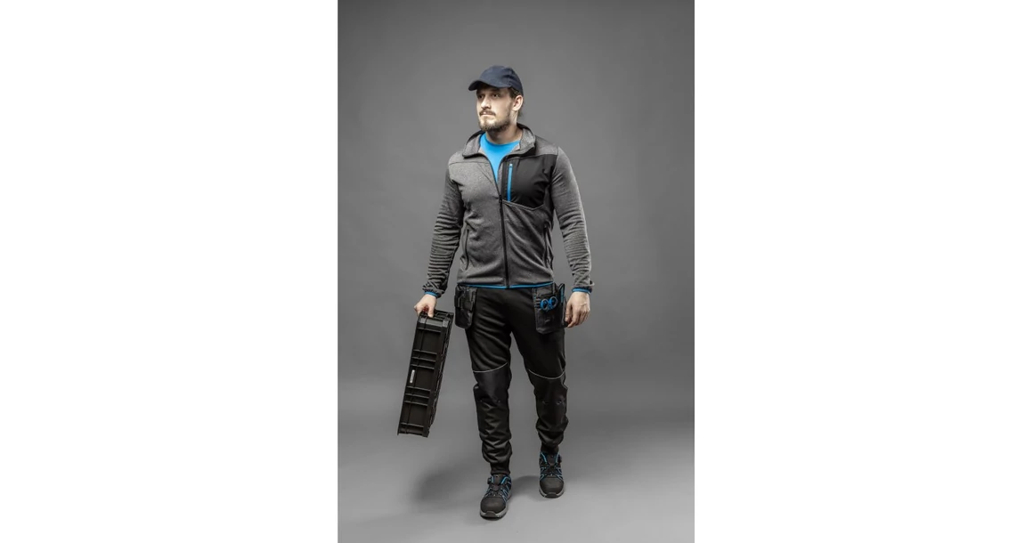 Kép 3/6 - Munkaruha Högert NISTER Munkavédelmi pulóver, szürke melange/kék 2XL (56)