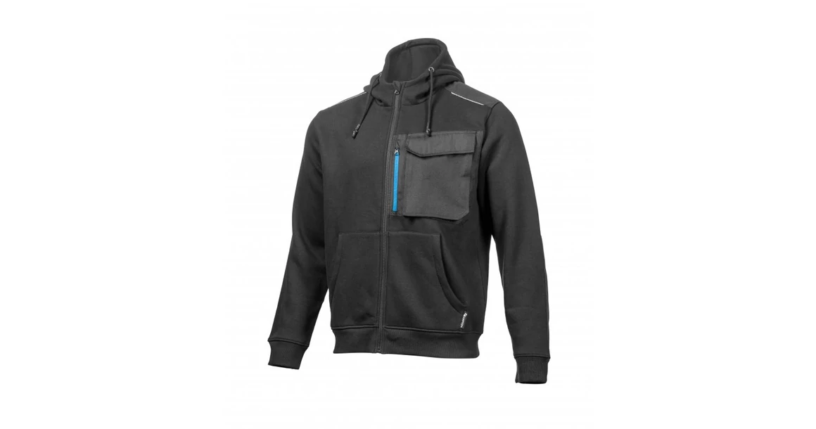 Kép 1/5 - Munkaruha Högert THEO Munkavédelmi pulóver kapucnival, fekete 2XL (56)