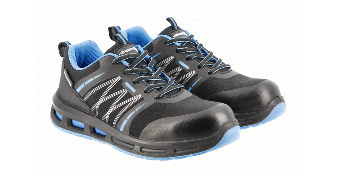 Kép 1/11 - Munkaruha Högert WARNOR Munkavédelmi cipő RIPSTOP S1PL SR FO fekete/kék 40