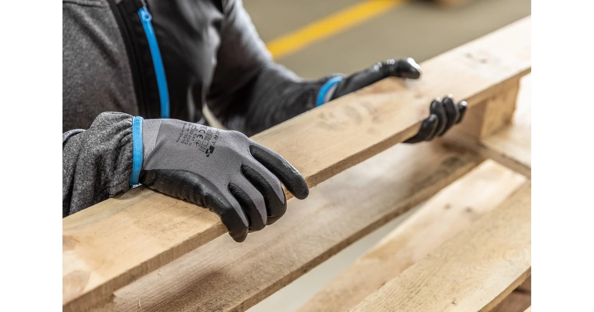 Kép 2/3 - Munkaruha Högert BODE Munkavédelmi kesztyű szürke/fekete 10