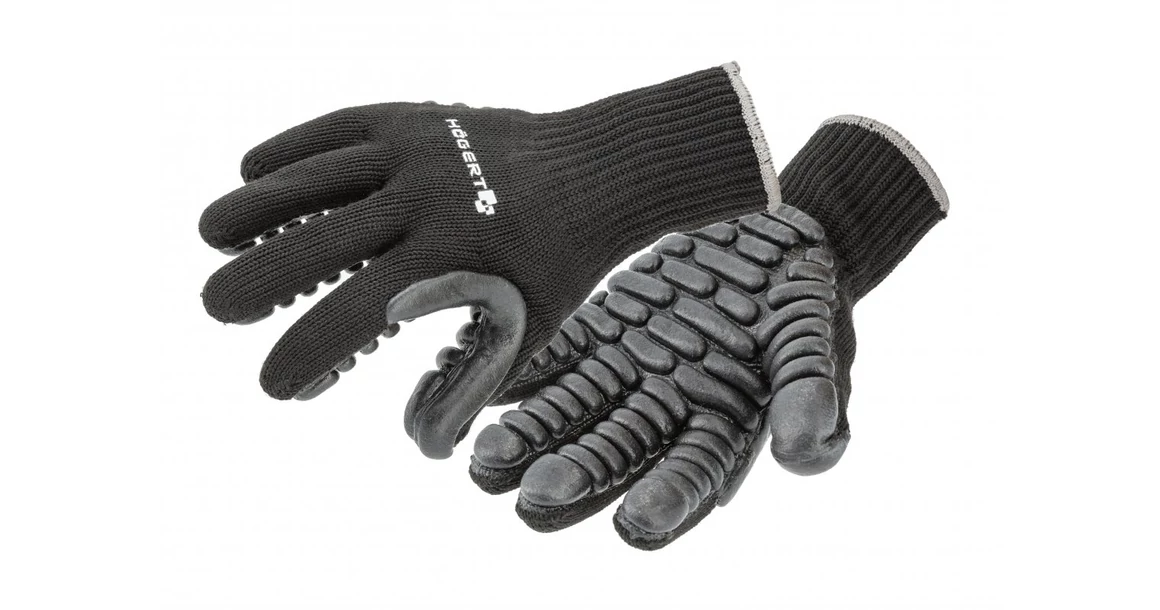 Kép 1/3 - Munkaruha Högert BROLL Munkavédelmi kesztyű rezgéscsillapító poliuretánnal bevonva, fekete 10