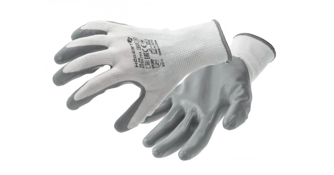Kép 1/2 - Munkaruha Högert GLAN Munkavédelmi kesztyű fehér/szürke 12 pár/csomag 10