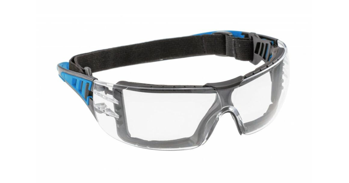 Kép 2/7 - Munkaruha Högert LOTZEN Átlátszó biztonsági szemüveg, univerzális, kék szár
