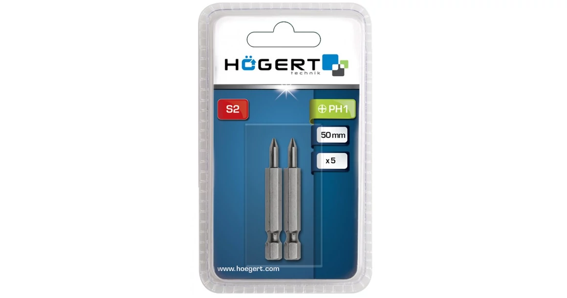 Kép 2/2 - KIFUTÓ Szerszám Högert Bitfej 50mm, PH0, S2, DIN3126,  2db/csomag