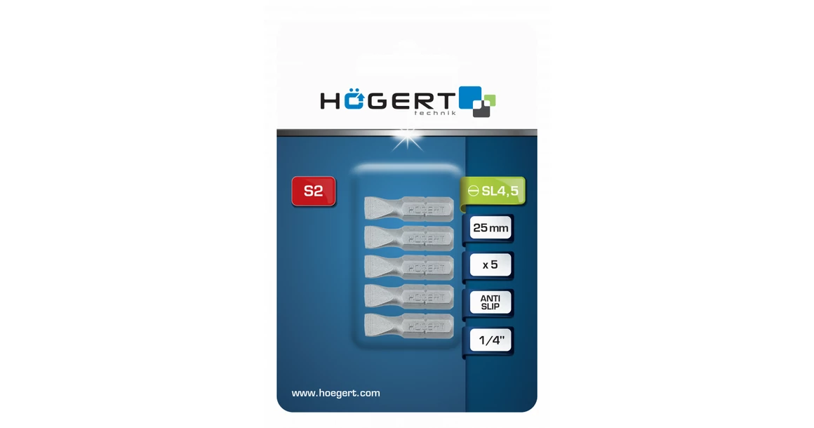 Kép 2/2 - Szerszám Högert Bitfej 25mm, SL4, S2, DIN3126,  5db/csomag