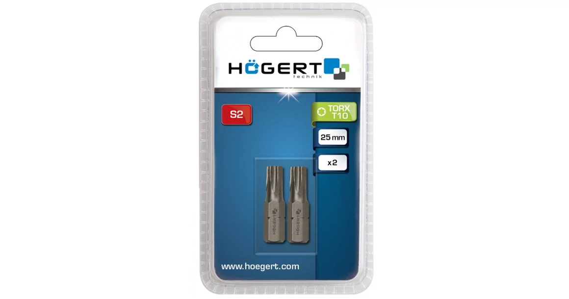 Kép 2/2 - Szerszám Högert Bitfej 25mm, T10, S2, DIN3126,  2db/csomag