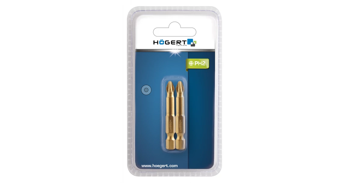 Kép 2/2 - Szerszám Högert Bitfej 50mm, PH2, S2, DIN3126,  2db/csomag, titán bevonattal