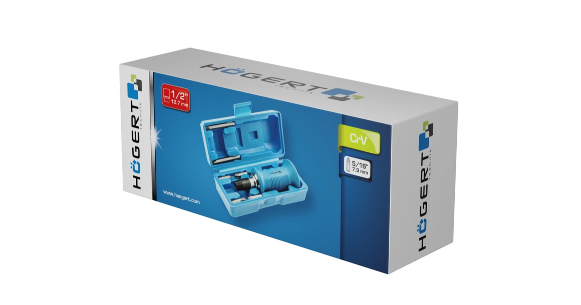 Kép 2/2 - Szerszám Högert Ütvecsavarozó, kézi, kofferben, kiegészítőkkel, CrV