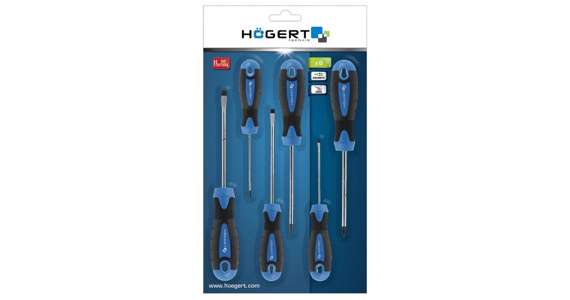 Kép 2/2 - Szerszám Högert Csavarhúzó szett,   6db-os, Crv, SL3, SL5, SL6, PH0, PH1, PH2