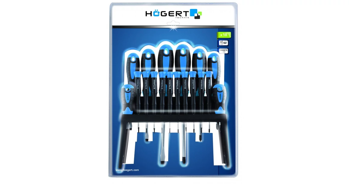 Kép 2/2 - Szerszám Högert Csavarhúzó szett,  12db-os, Crv, SL2, SL2,5, SL3, SL5, SL6, PH00, PH0, PH1, PH2, álvánnyal