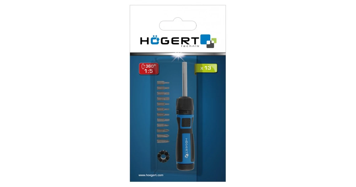 Kép 5/5 - Szerszám Högert Bit szett, 13 db-os, CrV, csavarbehajtóval