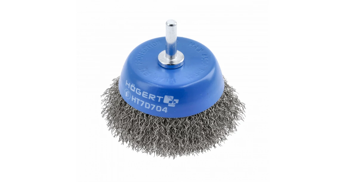 Kép 1/2 - Szerszám Högert Csiszoló korong, drótos, végkefés, rozsdamentes acél dróttal,  75mm, max  4500 fordulat