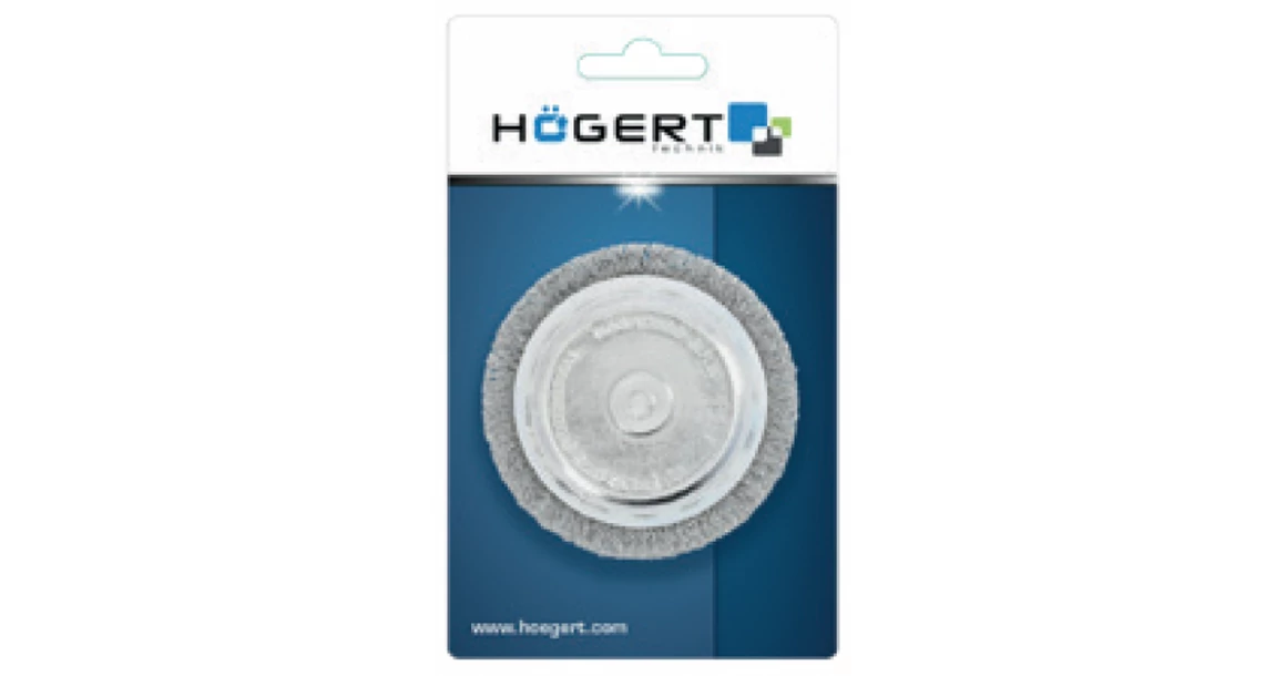 Kép 2/2 - Szerszám Högert Csiszoló korong, drótos, végkefés, rozsdamentes acél dróttal,  75mm, max  4500 fordulat