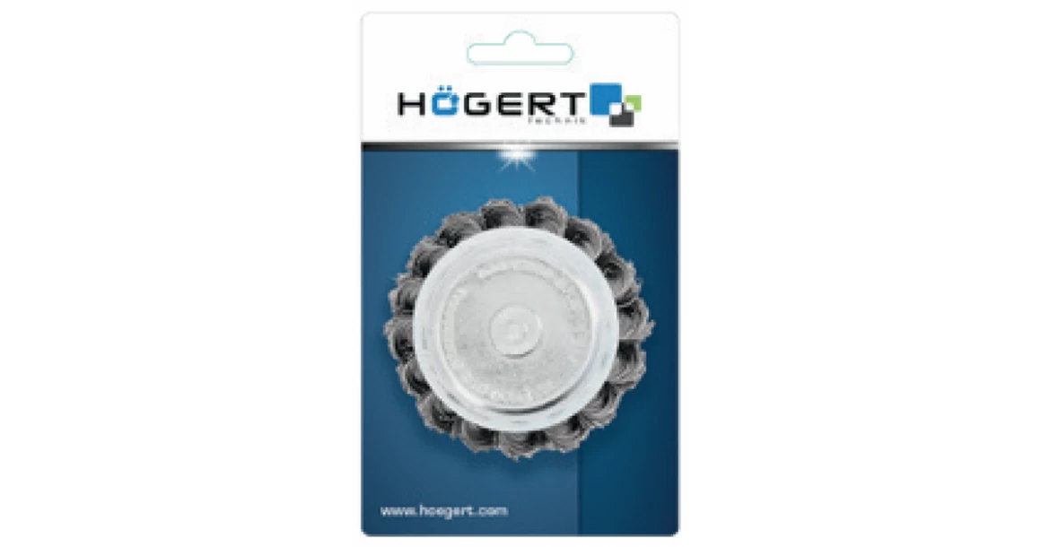 Kép 2/2 - Szerszám Högert Csiszoló korong, drótos, végkefés, rozsdamentes acél dróttal,  75mm, max 12500 fordulat