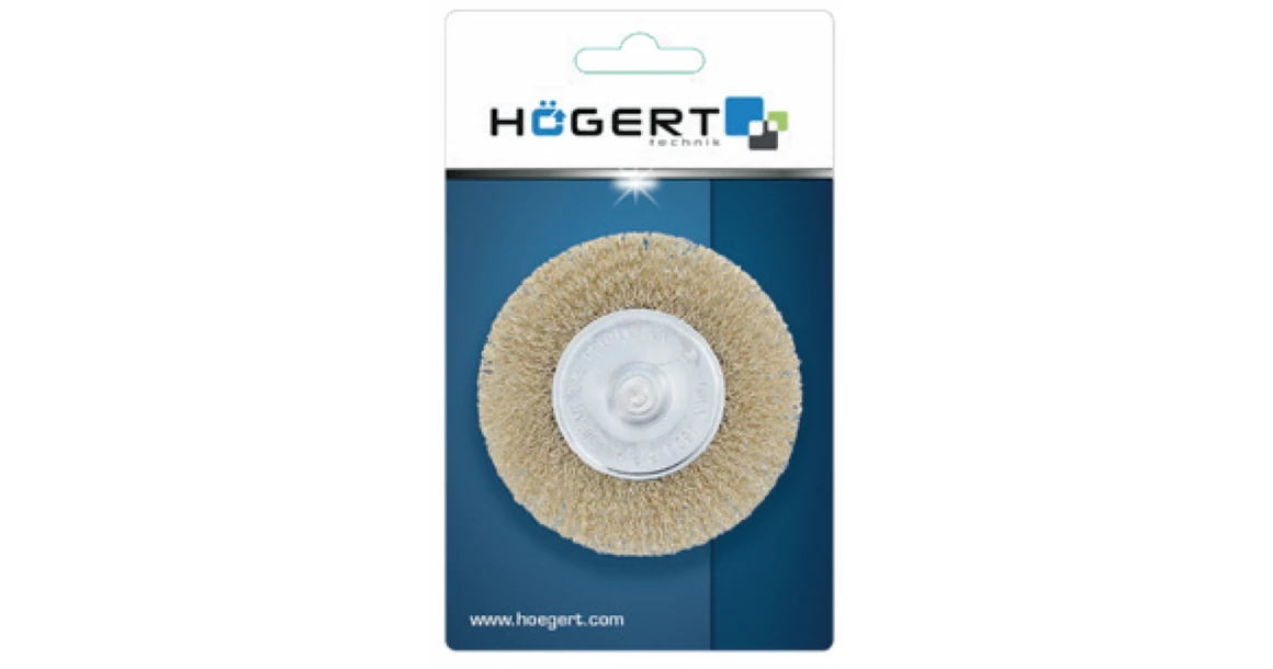 Kép 2/2 - Szerszám Högert Csiszoló korong, drótos, oldalkevés, sárgaréz dróttal, 100mm