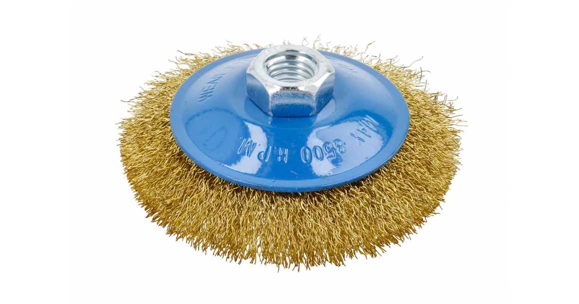 Kép 1/2 - Szerszám Högert Csiszoló korong, drótos, oldalkevés, sárgaréz dróttal, 100mm, sarokcsiszolóhoz