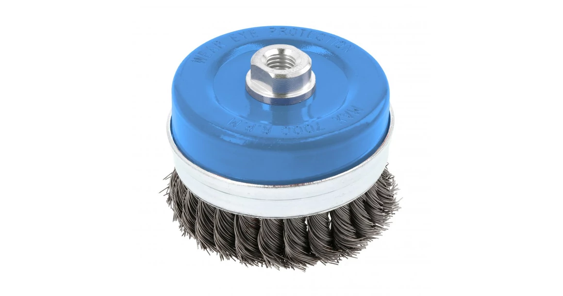 Kép 1/2 - Szerszám Högert Csiszoló korong, drótos, végkefés, acél dróttal, 100mm, sarokcsiszolóhoz