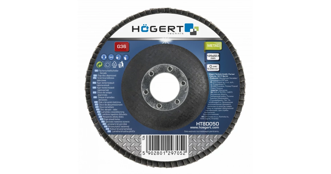 Kép 1/2 - Szerszám Högert Csiszoló korong, lamellás, 125mm, G 36