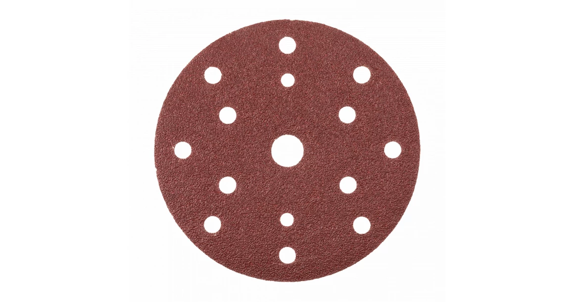 Kép 1/2 - Szerszám Högert Csiszoló papír, kör, tépőzáras, lyukacsos, 150mm, G 40, 5db/csomag