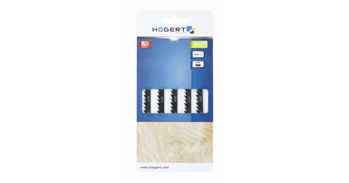 Kép 2/2 - Szerszám Högert Dekopír fűrészlap,  75/100mm, fa, SK5,  6 TPI, 5db/csomag