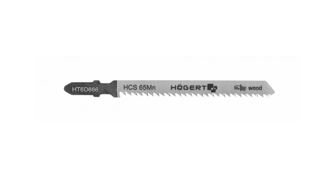 Kép 1/2 - Szerszám Högert Dekopír fűrészlap,  75/100mm, fa, HCS 65Mn, 10 TPI, 5db/csomag, max 30mm, felületi vágáshoz