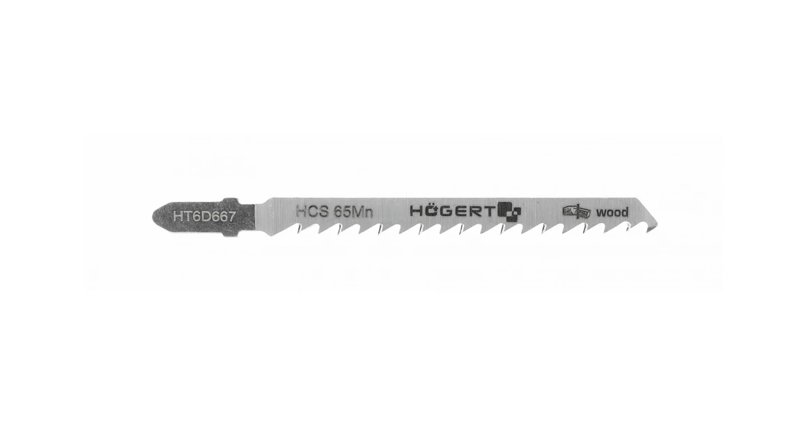 Kép 1/2 - Szerszám Högert Dekopír fűrészlap,  75/100mm, fa, HCS 65Mn,  6 TPI, 5db/csomag, max 30mm