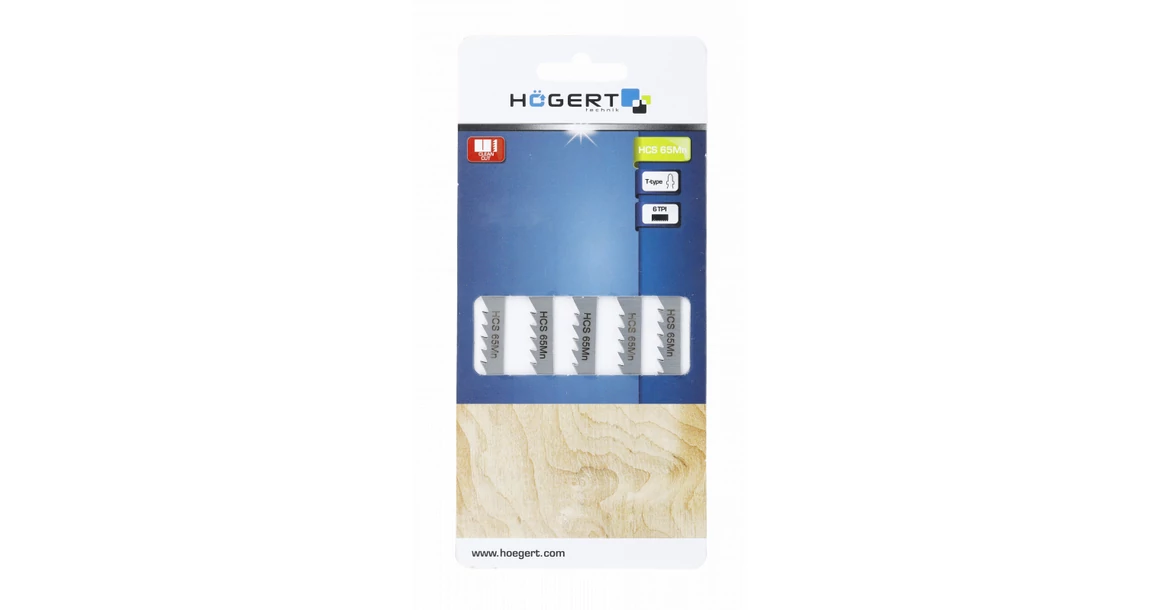 Kép 2/2 - Szerszám Högert Dekopír fűrészlap,  75/100mm, fa, HCS 65Mn,  6 TPI, 5db/csomag, max 30mm