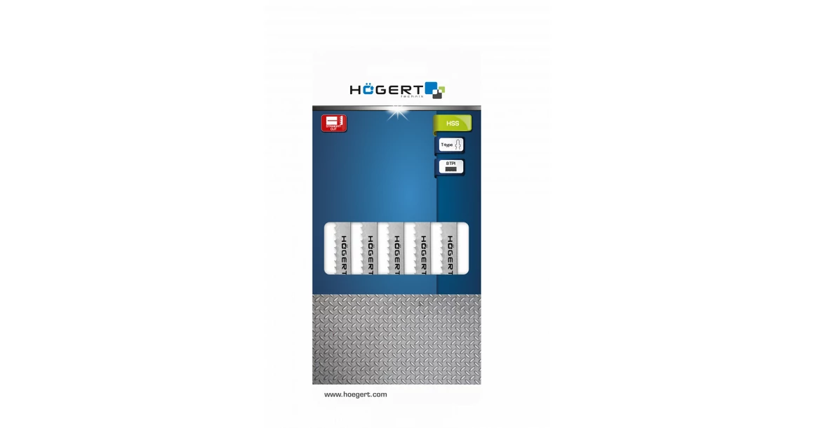 Kép 2/2 - Szerszám Högert Dekopír fűrészlap,  75/100mm, fém, HSS,  8 TPI, 5db/csomag
