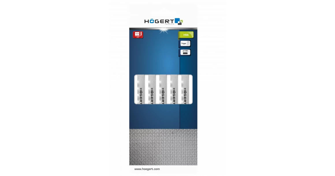 Kép 2/2 - Szerszám Högert Dekopír fűrészlap, 110/132mm, fém, HSS, 21 TPI, 5db/csomag