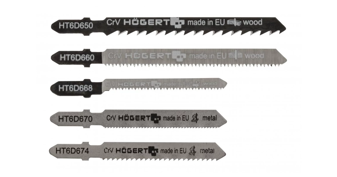 Kép 1/2 - Szerszám Högert Dekopír fűrészlap szett, 5db-os, 2 fém, 3 fa lap