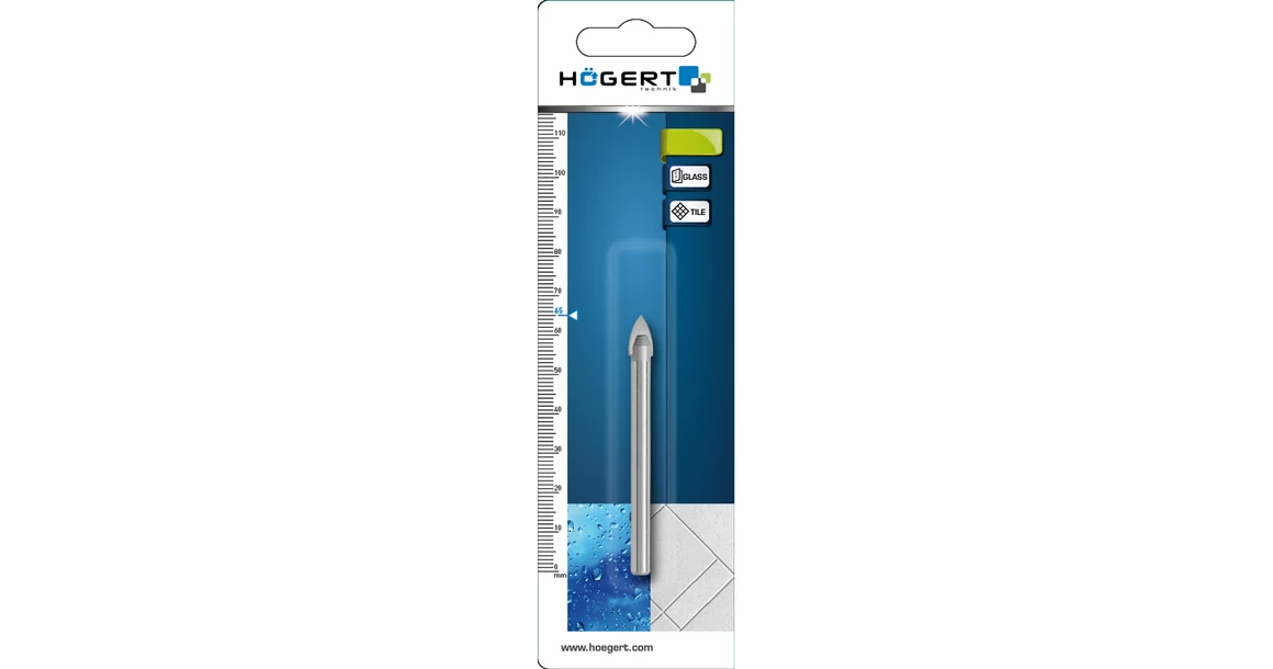 Kép 2/2 - Szerszám Högert Fúrószár üveg,  6mm,  72mm, üveghez, csempéhez