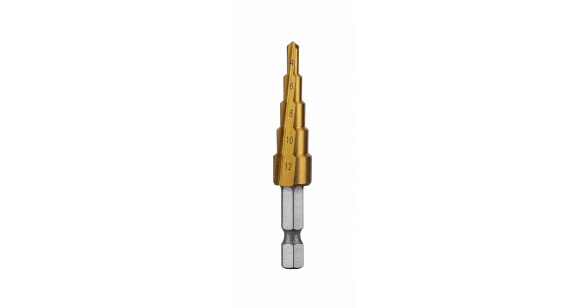 Kép 1/2 - Szerszám Högert Fúrószár lépcsős,  4-12mm, 1/4", titán