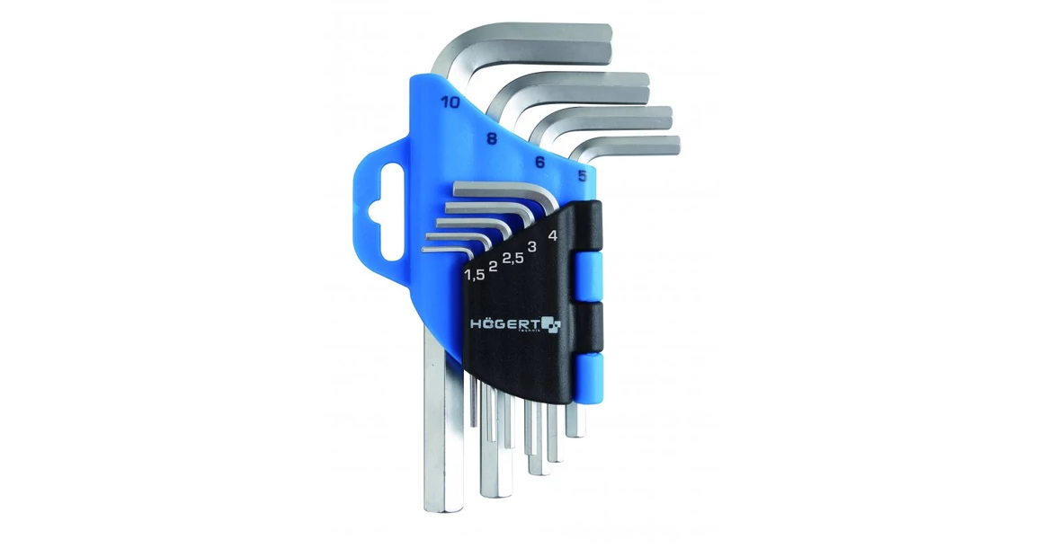 Kép 1/2 - Szerszám Högert Imbusz kulcs szett, 9db-os, 1,5, 2, 2,5, 3, 4, 5, 6, 8, 10, CrV