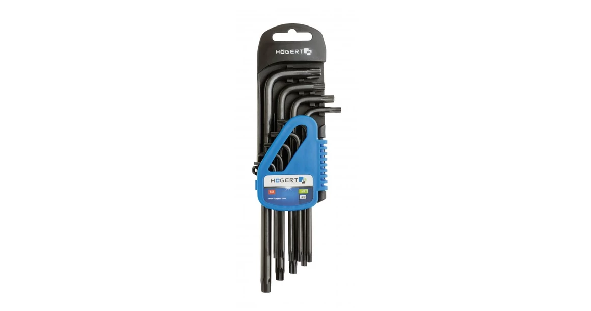 Kép 1/2 - Szerszám Högert Imbusz kulcs szett, 9db-os, TORX, T10, T15, T20, T25, T27, T30, T40, T45, T50, CrV, hosszú, fekete