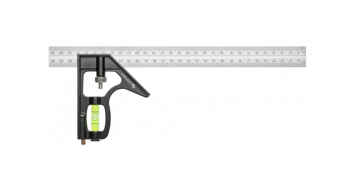 Kép 1/3 - Szerszám Högert Derékszög, alumínium,  vízmértékkel 300mm