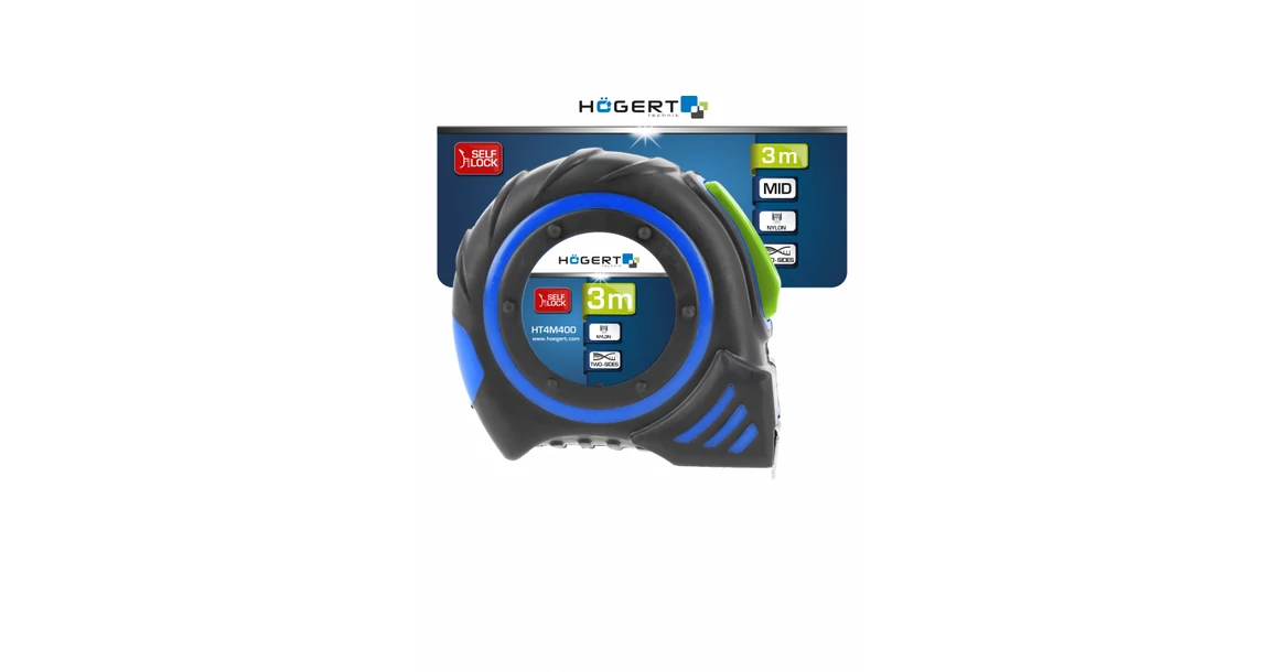 Kép 4/4 - Szerszám Högert Mérőszalag, 3m x 16mm, nejlon, mágneses, auto stop