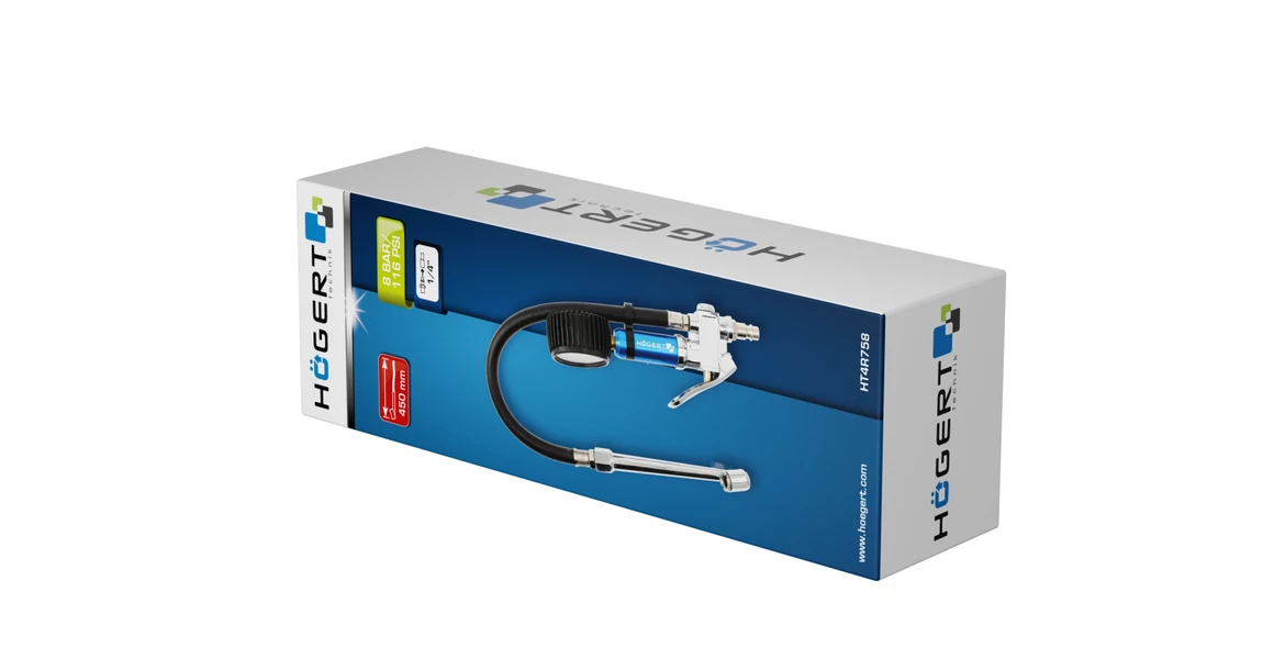 Kép 2/2 - Szerszám Högert Pneumatikus légfúvó pisztoly nyomásmérővel, 758