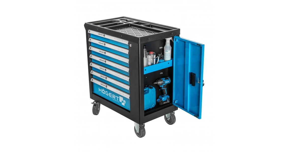 Kép 2/4 - Szerszám Högert Tároló, műhelyszekrény 7 fiókkal, 544db-os szett