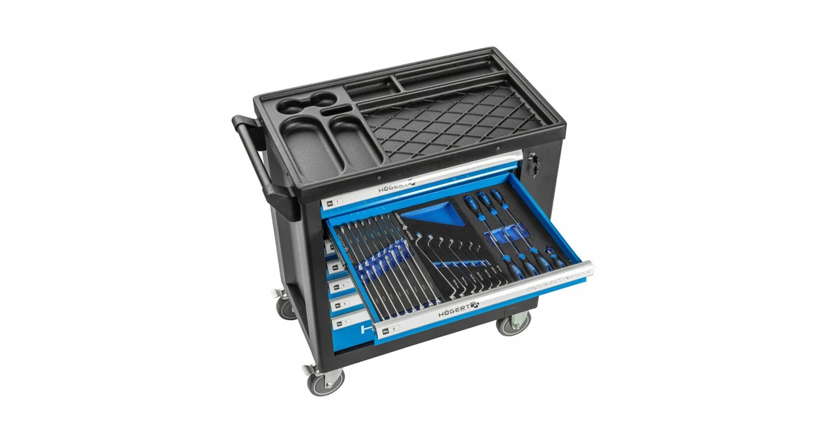 Kép 4/4 - Szerszám Högert Tároló, műhelyszekrény 7 fiókkal, 544db-os szett